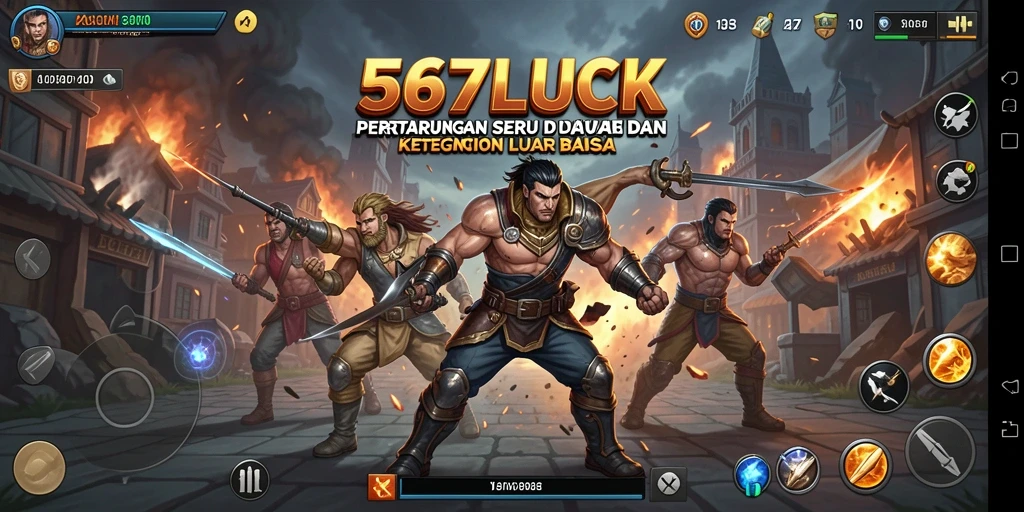 Tampilan gameplay menegangkan dalam 567LUCK, menunjukkan pertempuran sengit.