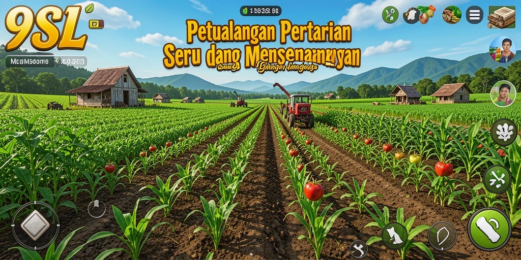 Tampilan gameplay 9SL yang menampilkan aktivitas bertani seru.