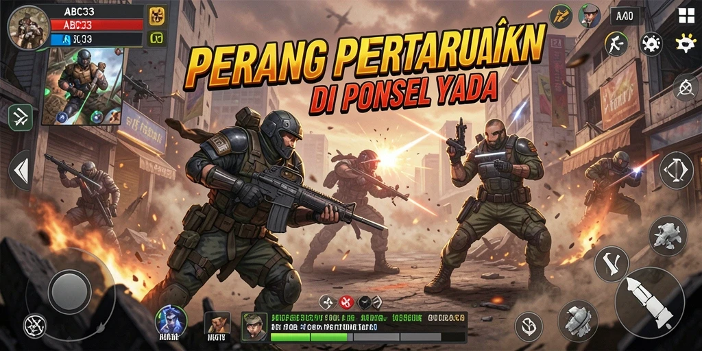 Screenshot menampilkan pertarungan intens dengan karakter unik.