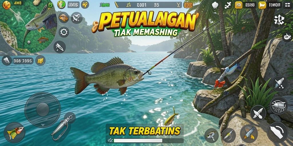 Grafik memukau game AW8 saat menangkap ikan.
