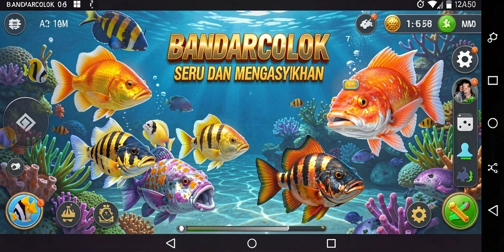 Gameplay penuh keseruan dalam BANDARCOLOK menembak ikan.