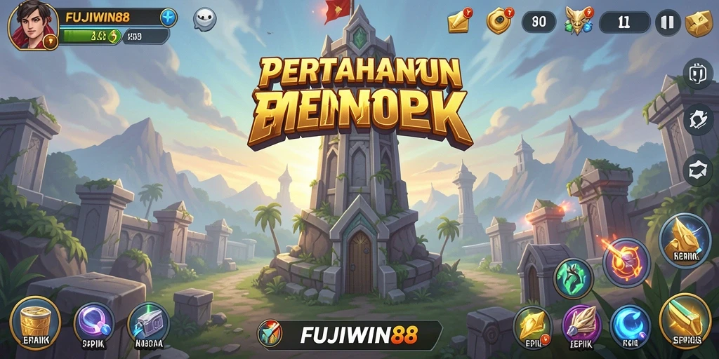 Screenshot gameplay FUJIWIN88 menunjukkan aksi seru dalam Tower Defense.