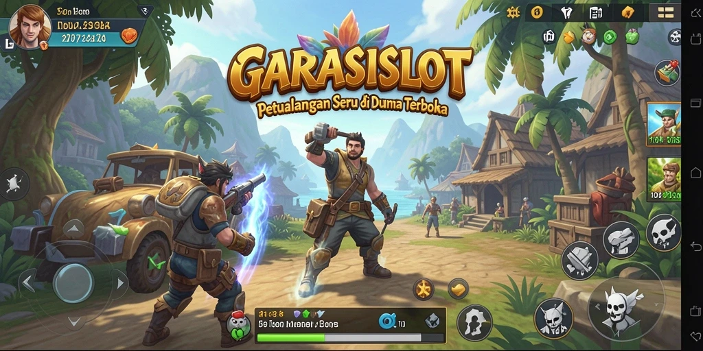Screenshot gameplay GARASISLOT yang menunjukkan petualangan seru di dunia terbuka.