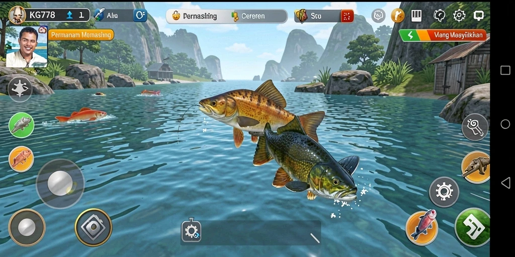 Tampilan gameplay KG778 yang menampilkan aktivitas memancing yang seru.