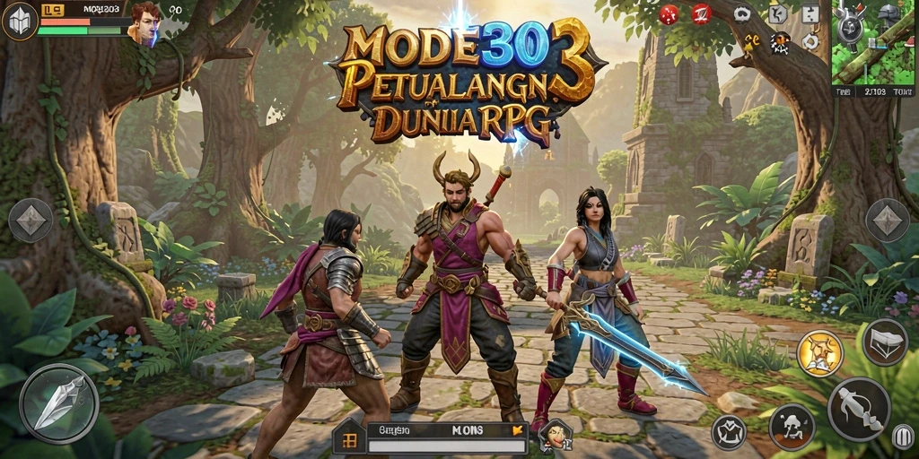 Tampilan gameplay menakjubkan di dunia RPG yang mendebarkan.