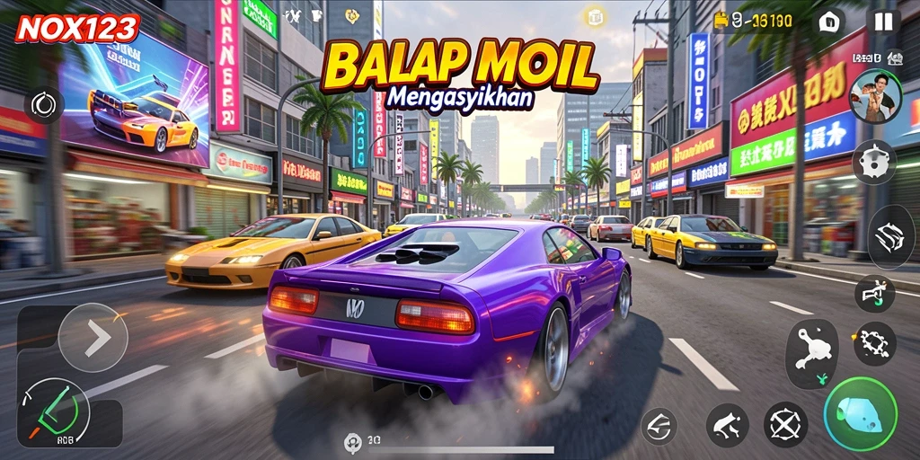 Gameplay balap mobil yang seru dan menegangkan.