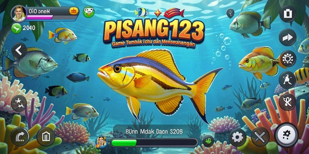 Tampilan gameplay PISANG123 dengan aksi tembak ikan yang seru.
