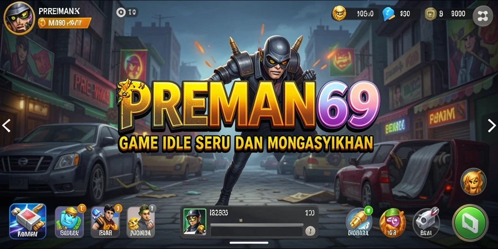 Tampilan utama gameplay PREMAN69 dengan karakter yang beraksi dalam dunia Idle.