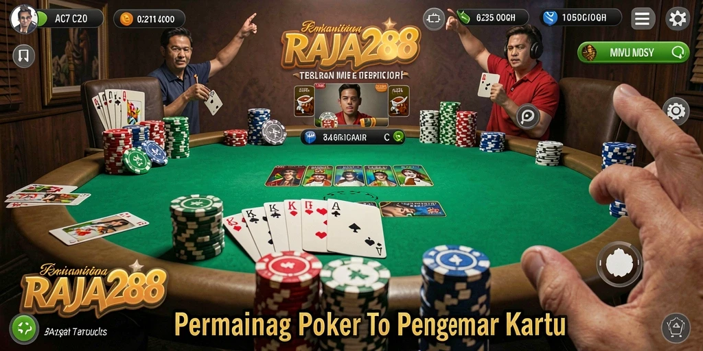 Tampilan gameplay Poker yang menarik dan interaktif di RAJA288.
