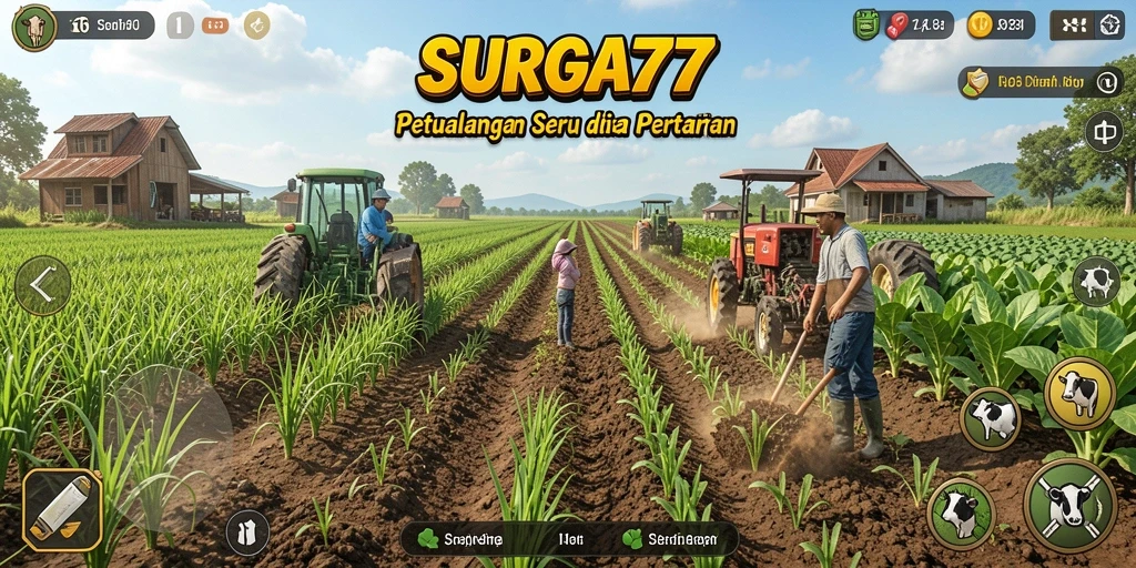 Tampilan seru dari gameplay pertanian di SURGA77.