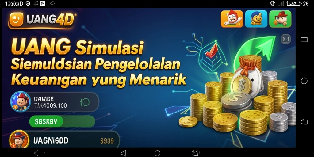 Tampilan gameplay simulasi pengelolaan keuangan yang menarik dan interaktif.