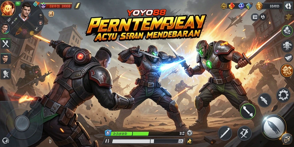Screenshot utama YOYO88 menampilkan aksi pertarungan yang mendebarkan.