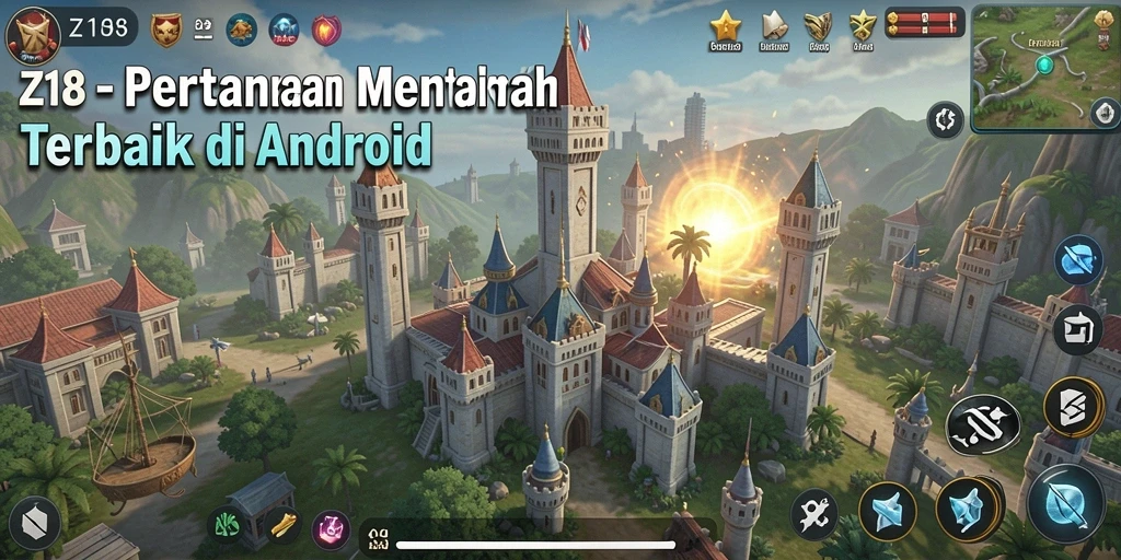 Tangkapan layar Z18 menampilkan pertempuran mendebarkan dalam Tower Defense.